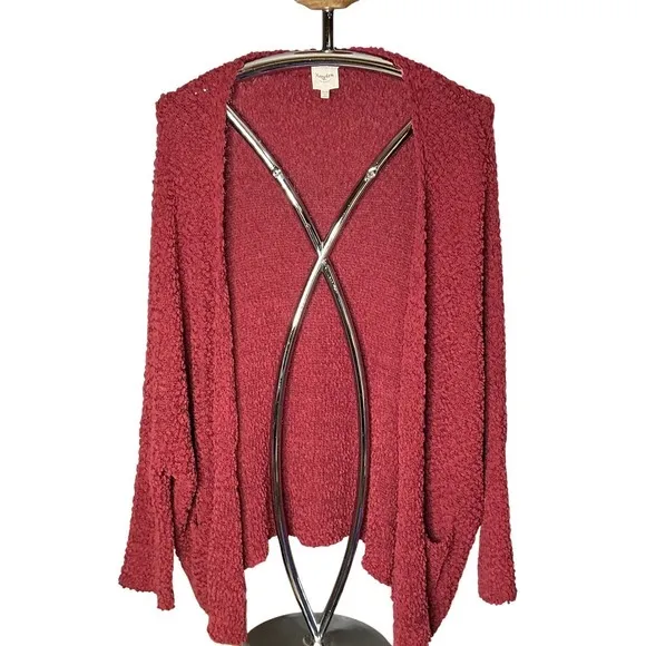 Hayden Los Angeles‎ Women's 2XL/3XL Red Boucle Open Front Cardigan Cozy Layer - Image 2