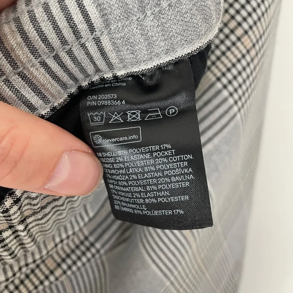 NWT H&M Women's‎ XXL Gray Plaid Slim Fit Stretch Waist Tie Front Career Pants - Image 5