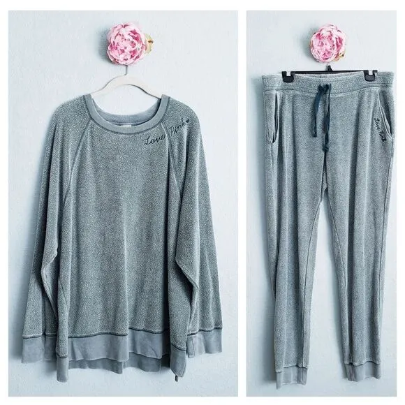 PINK Victoria's Secret Comfy Cozy Embroidered Lounge Set - Image 2