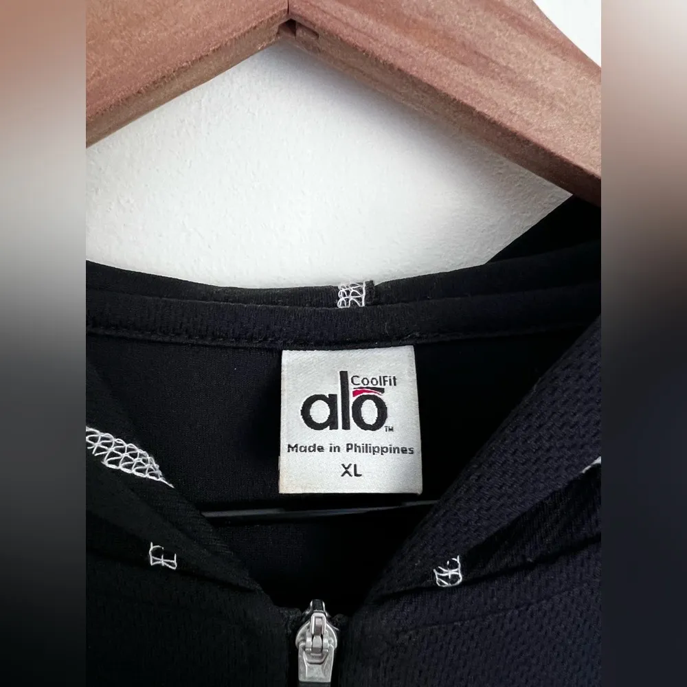 ALO athletic hoodie Coolfit black USTA patch tennis pickle ball lightweight XL - Image 2