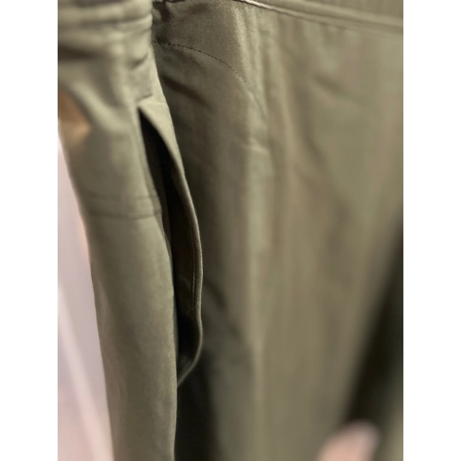 Eddie Bauer Olive Green Utility Skirt Women's Size L Elastic Waist Pockets - Image 3