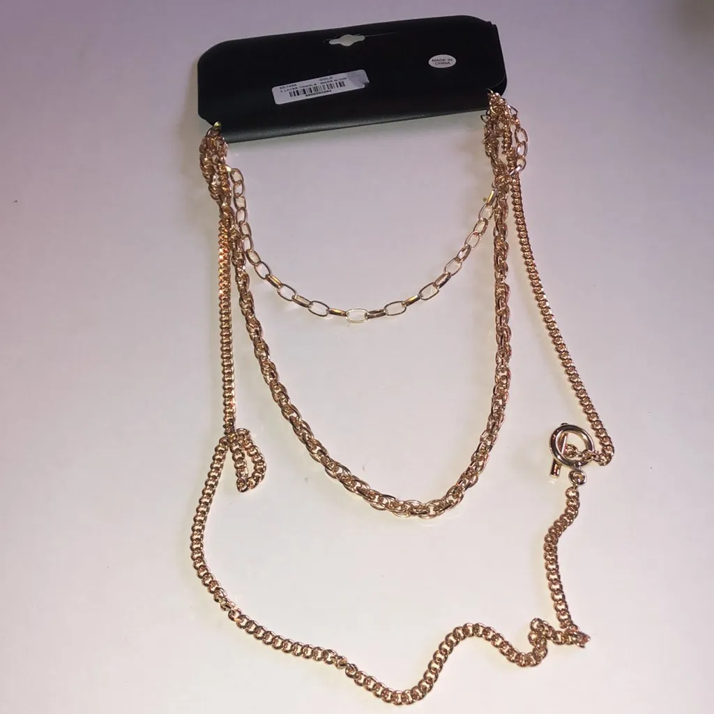 Elegant Gold Tone Layered Toggle Boho Necklace - Image 5