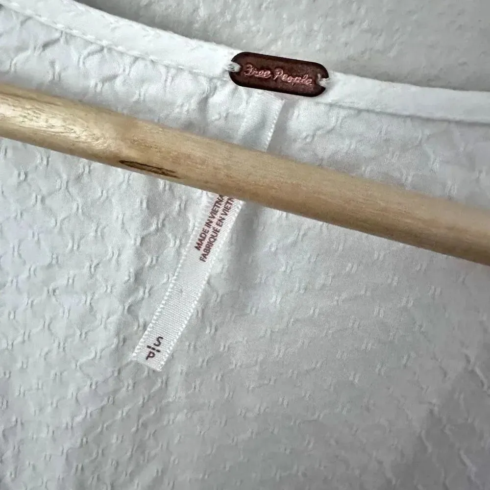 FREE PEOPLE | Brynn Puff Balloon Sleeve White Tunic Top 100% Cotton | Small - Image 4