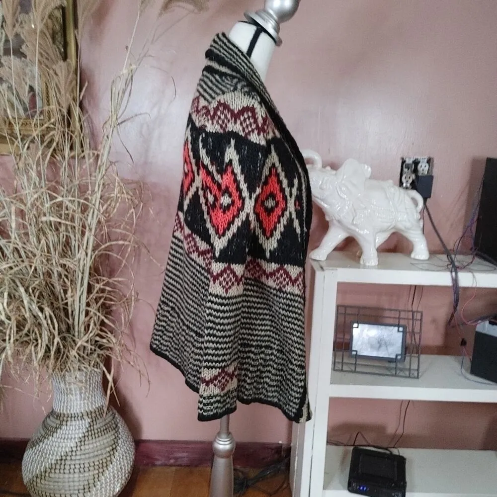 Hippie Rose Size Small Knit Open Cardigan Black Purple Pink Diamond Sweater - Image 10