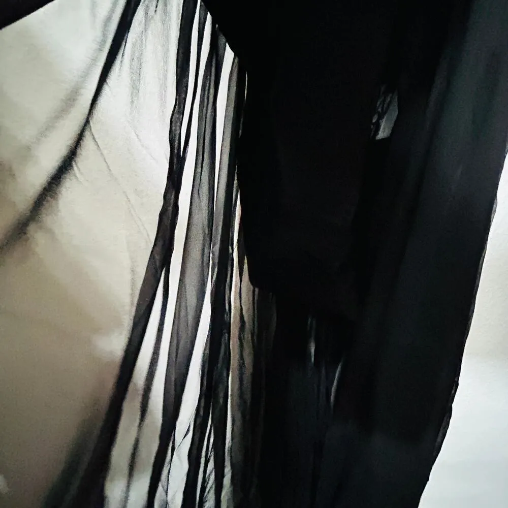 NEW Retrofête Zion Silk Chiffon Dress Bodysuit Lined Black Sz Large $595 Baddie - Image 14