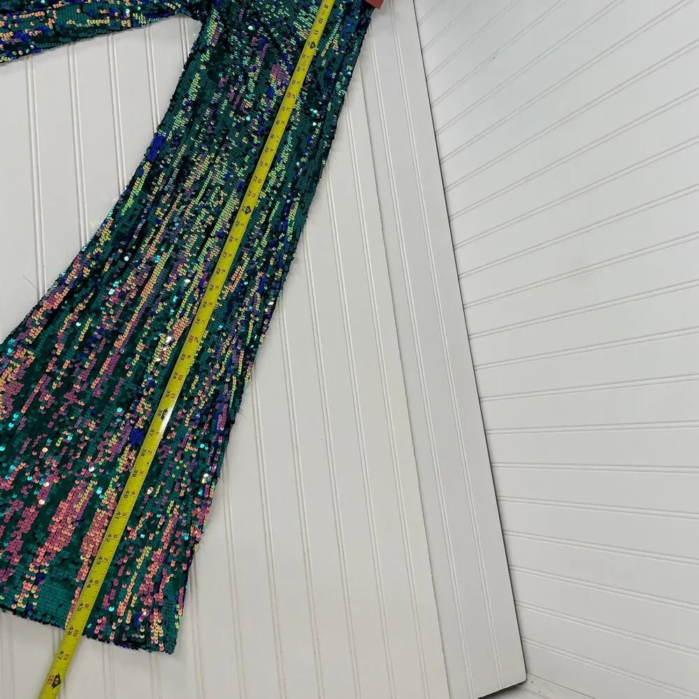 NWT Alix NYC High Waisted Sequin Kimmel Pants Size S Aurora Blue - Image 9