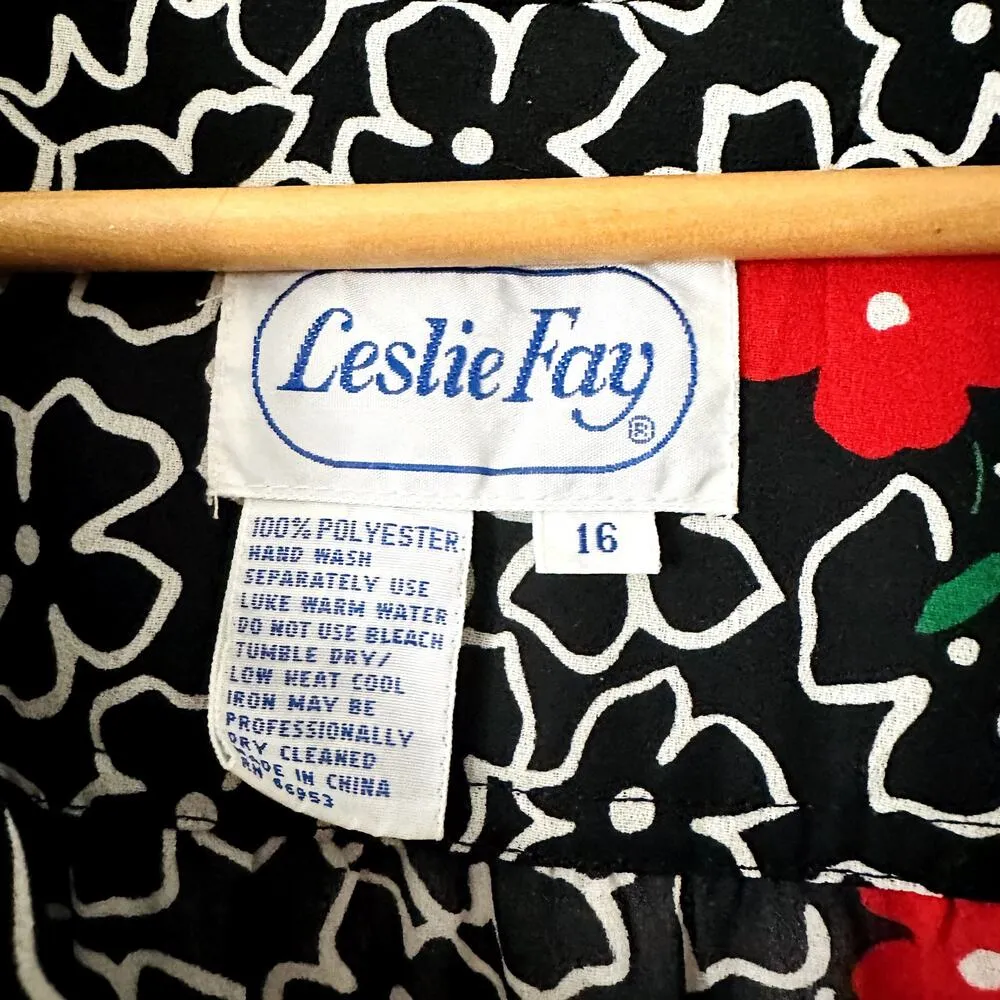Vintage Leslie Fay Floral Dress Sz 16 - Image 3