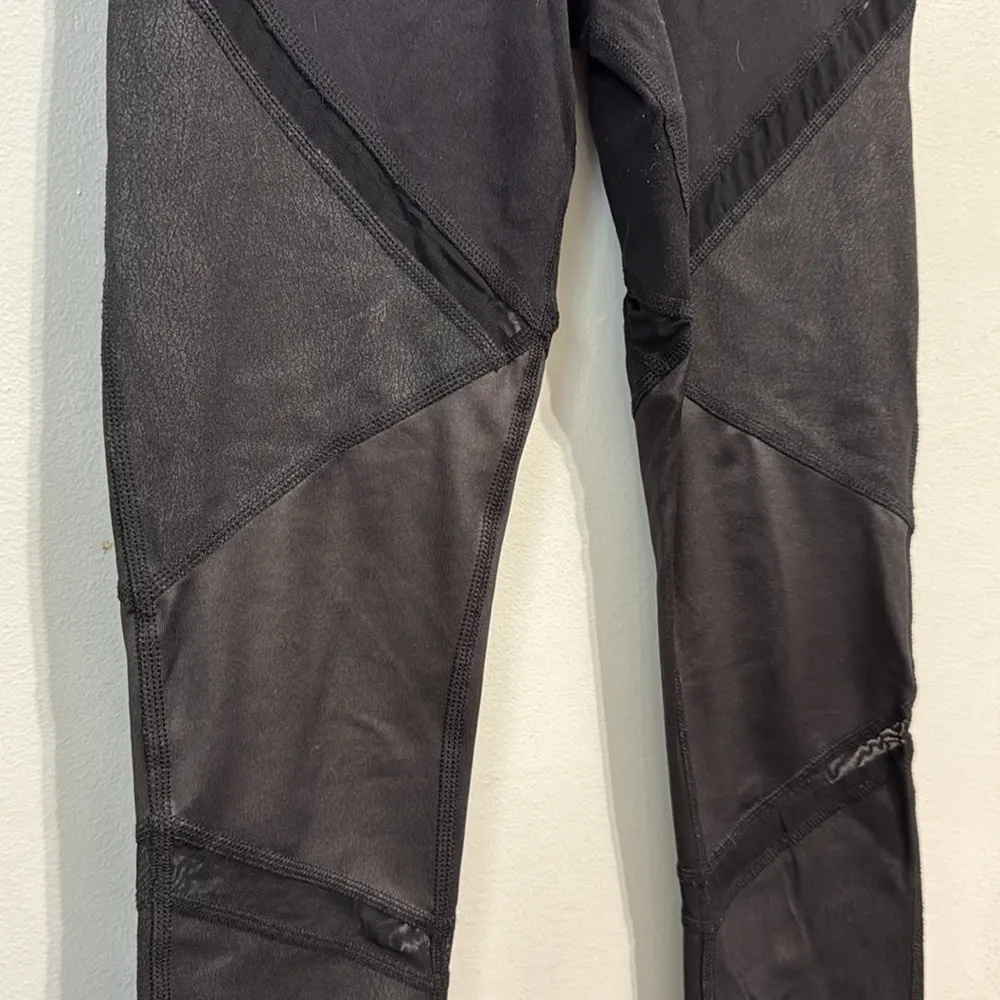 Alo Yoga Sheila Sheer Mesh Panel High Waisted Black Leggings Size Small - Image 3