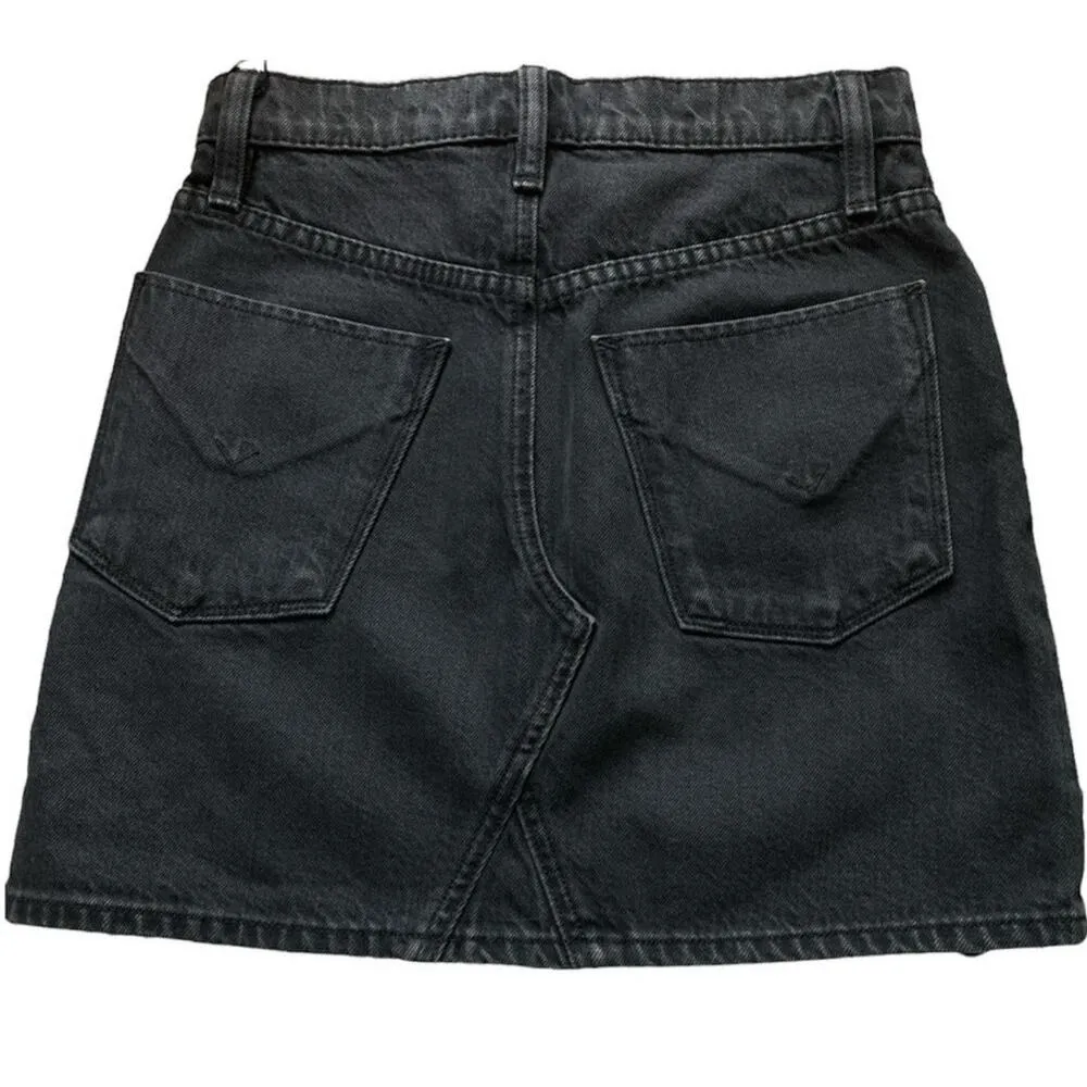 Hudson Los Angeles Viper Black Denim Side Lace-up Mini Jean Skirt 25 - Image 2