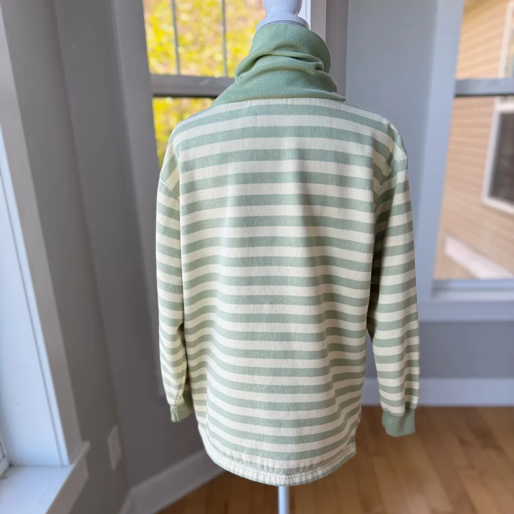 Vintage 90s Jaclyn Smith Sport Lime Green Yellow Stripe Turtleneck Sweatshirt L Size L - Image 3