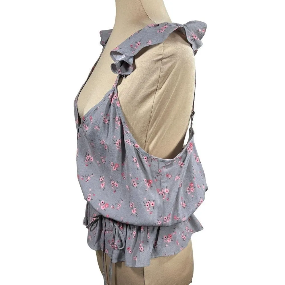 Blue Life Kaitlyn Top Magenta Mini Floral Sleeveless Grey Pink Size L Large - Image 2
