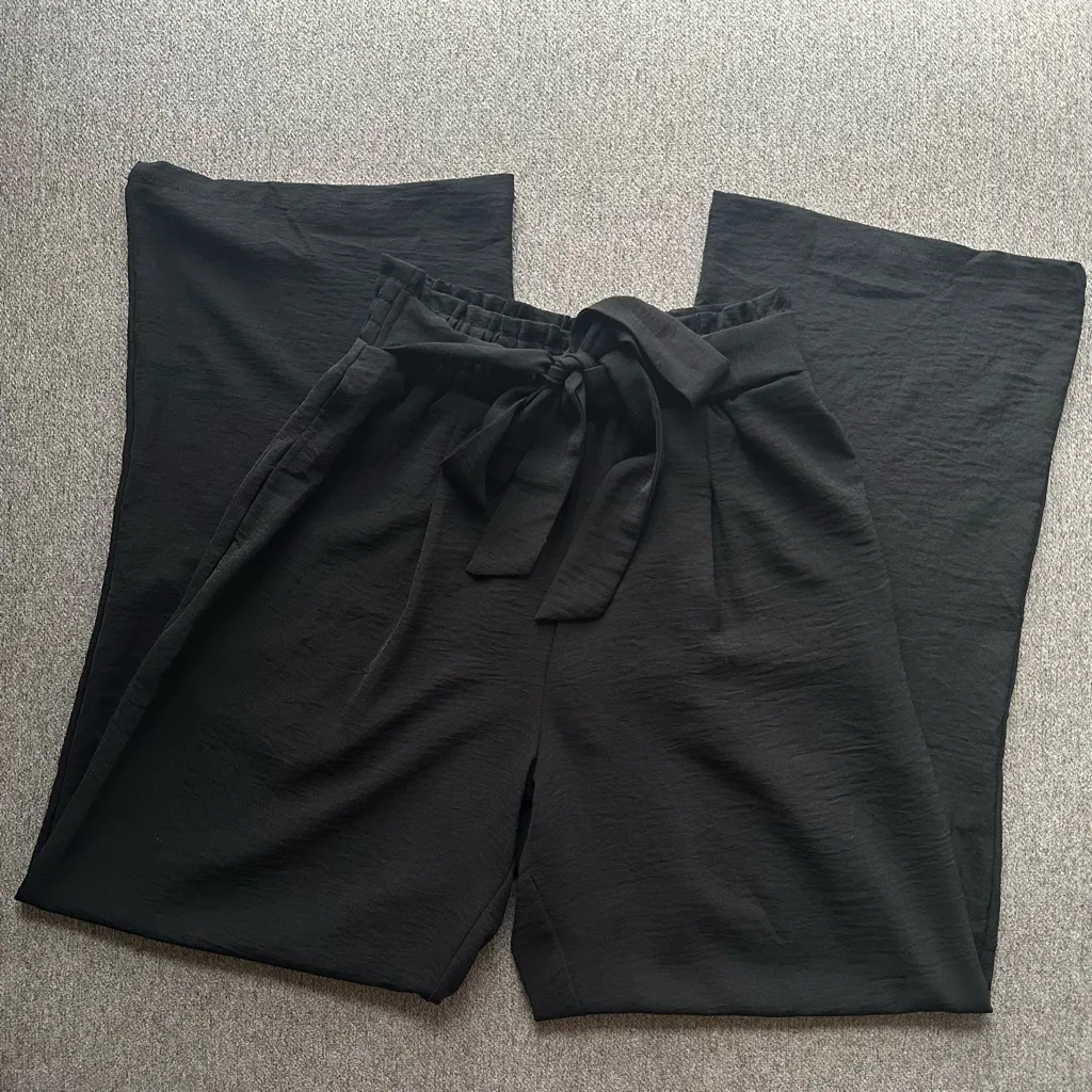 Women’s Casual Wide Leg Cinch Waist Trouser Pants Small - Image 8