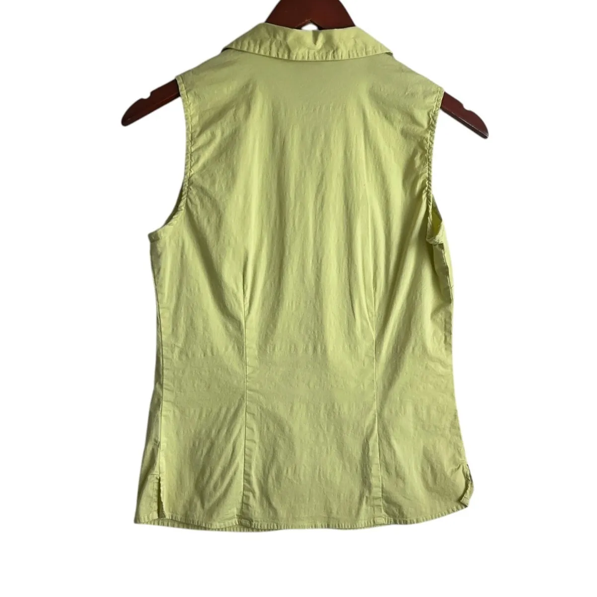 French Kuff Women‎ Top S Chartreuse Cotton Stretch Casual Travel Preppy Comfy Green - Image 3