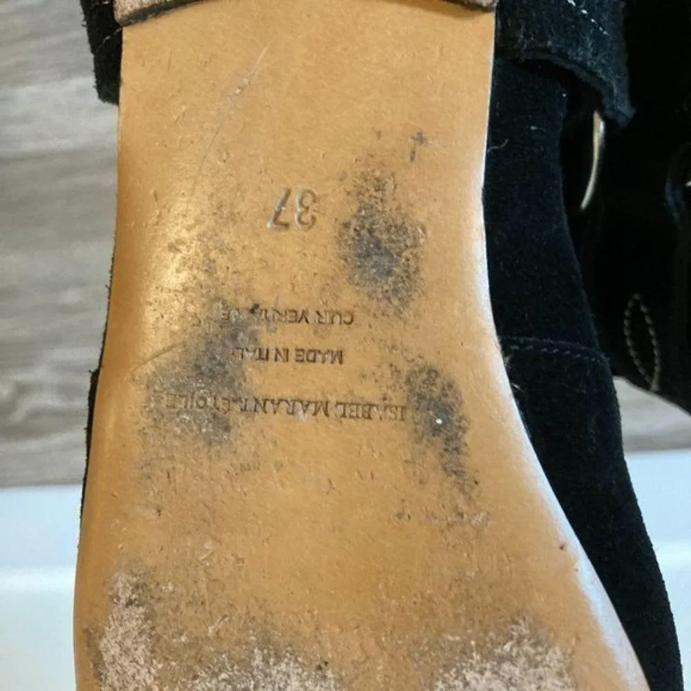 Isabel Marant Etoile Ralph Gaucho Black Suede Ankle Boots Size EU 37 - Image 9