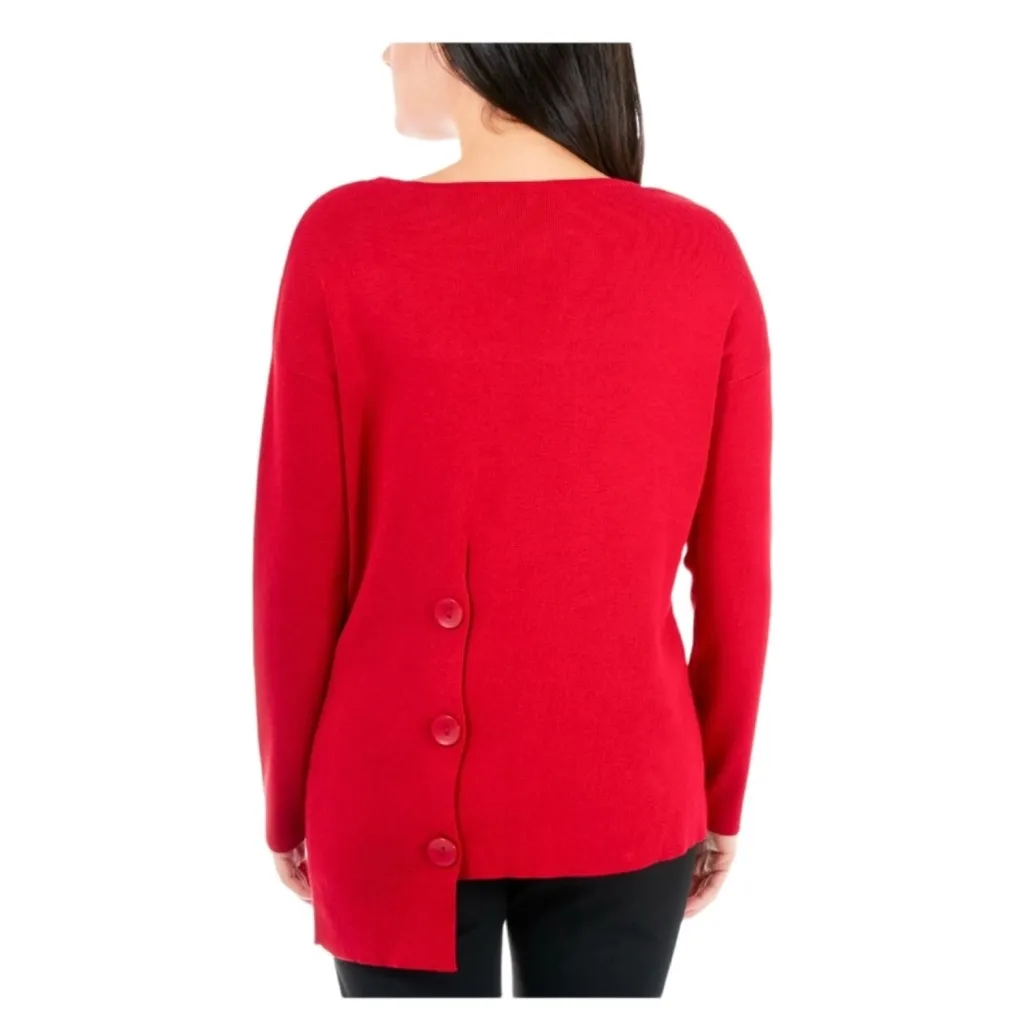 Ny Collection Petite Sweater with Asymmetrical Hem - Image 2