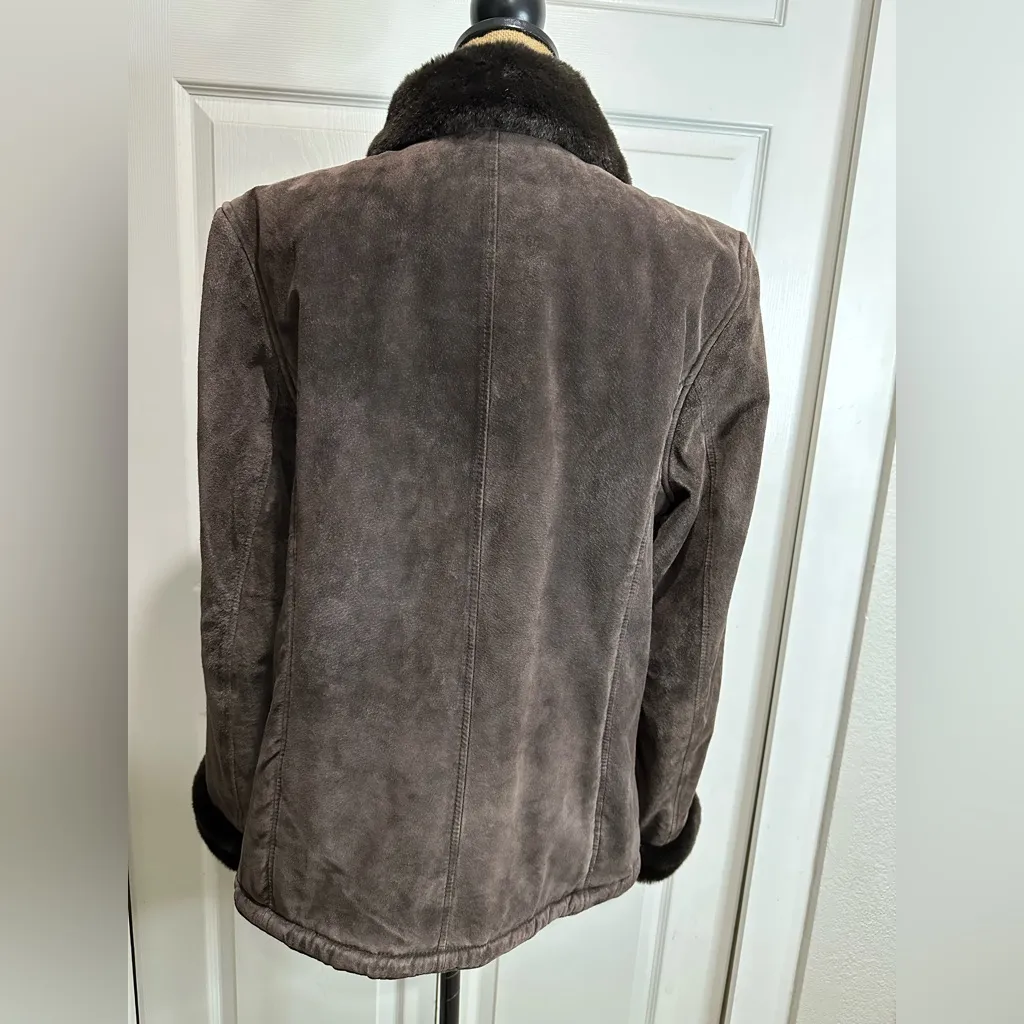 Liz Claiborne Luxe Leather Coat with Faux Fur Trim – XL - Image 4