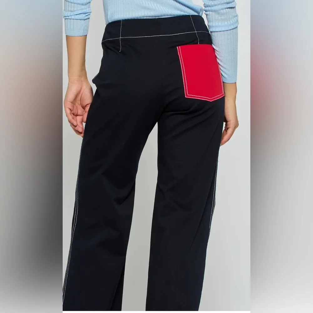 Serena Bute London Flyer trousers with contrast pockets 6 US size 2 New Pants Blue - Image 4