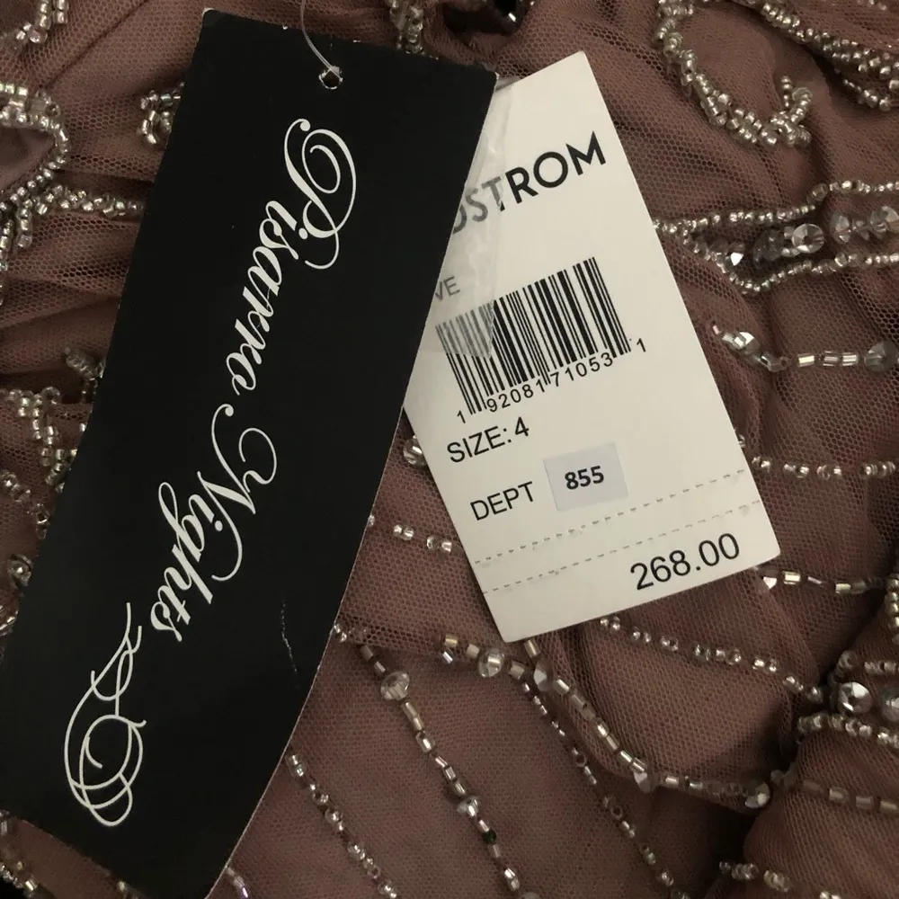 Pizarro Nights Beaded Mesh Overlay Cocktail Dress Mauve 4 NWT Pink - Image 8