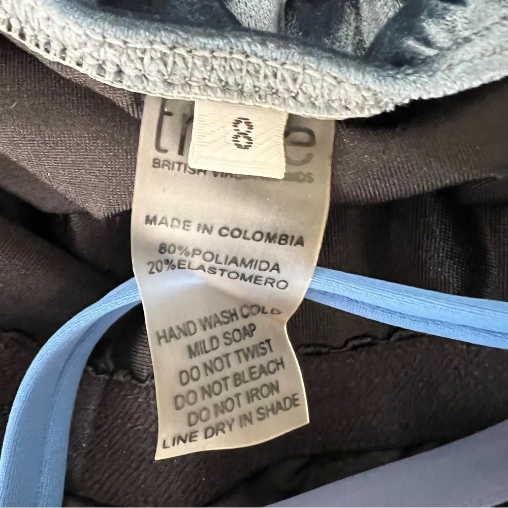 Trefle Velvet Peplum Criss Cross One Piece Swimsuit Size 8 Blue - Image 11