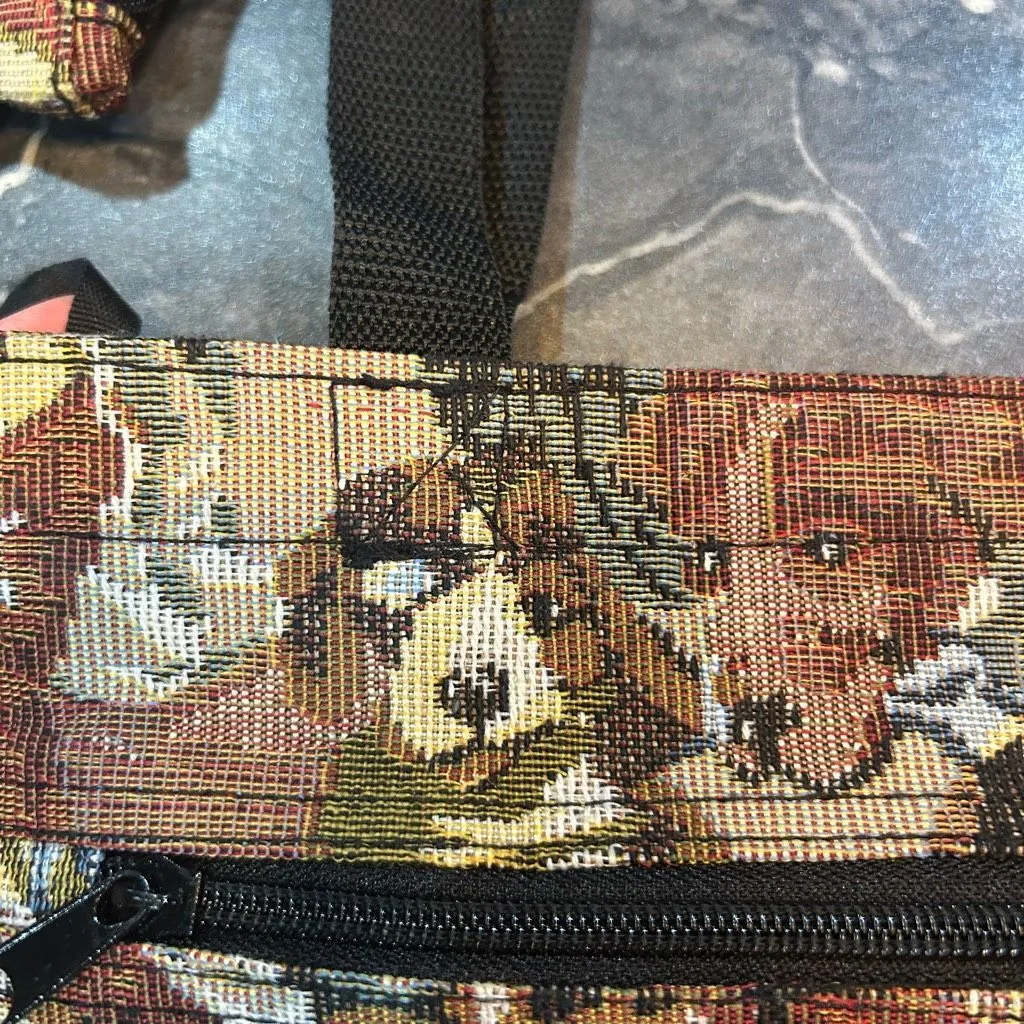 No Brand Vintage Brown Dog Faces Tote with Coin Pouch Tan - Image 10