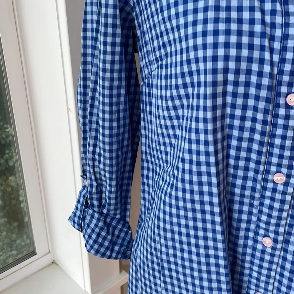 Victorias Secret Blue Gingham Button Down Shirt Sleepshirt Swim Coverup Sz XS - Image 3