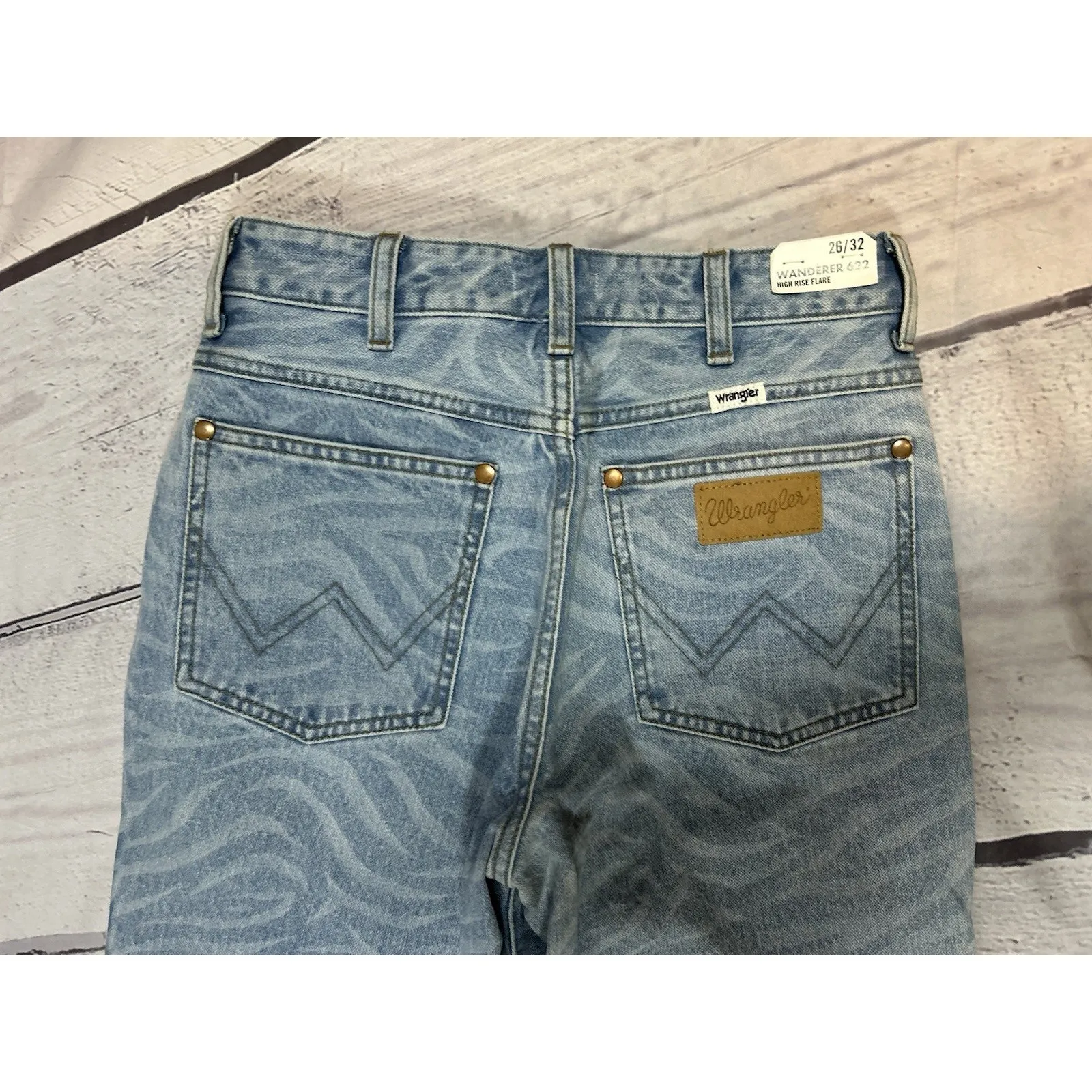 Wrangler Zebra Print Wanderer Jeans 622 High Rise Flare Size 26/32 NEW - Image 5