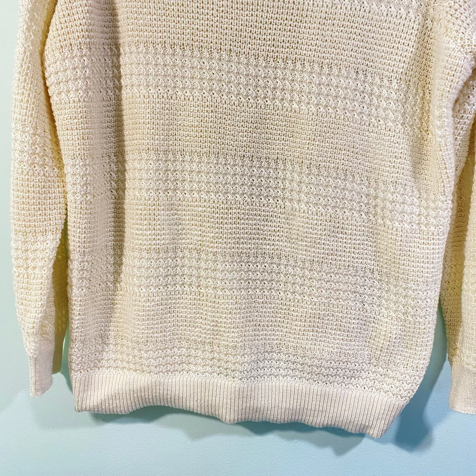 Jessica Simpson Cream Textured Knit Crew Neck Long Sleeve Sweater Size 2X NWT - Image 3