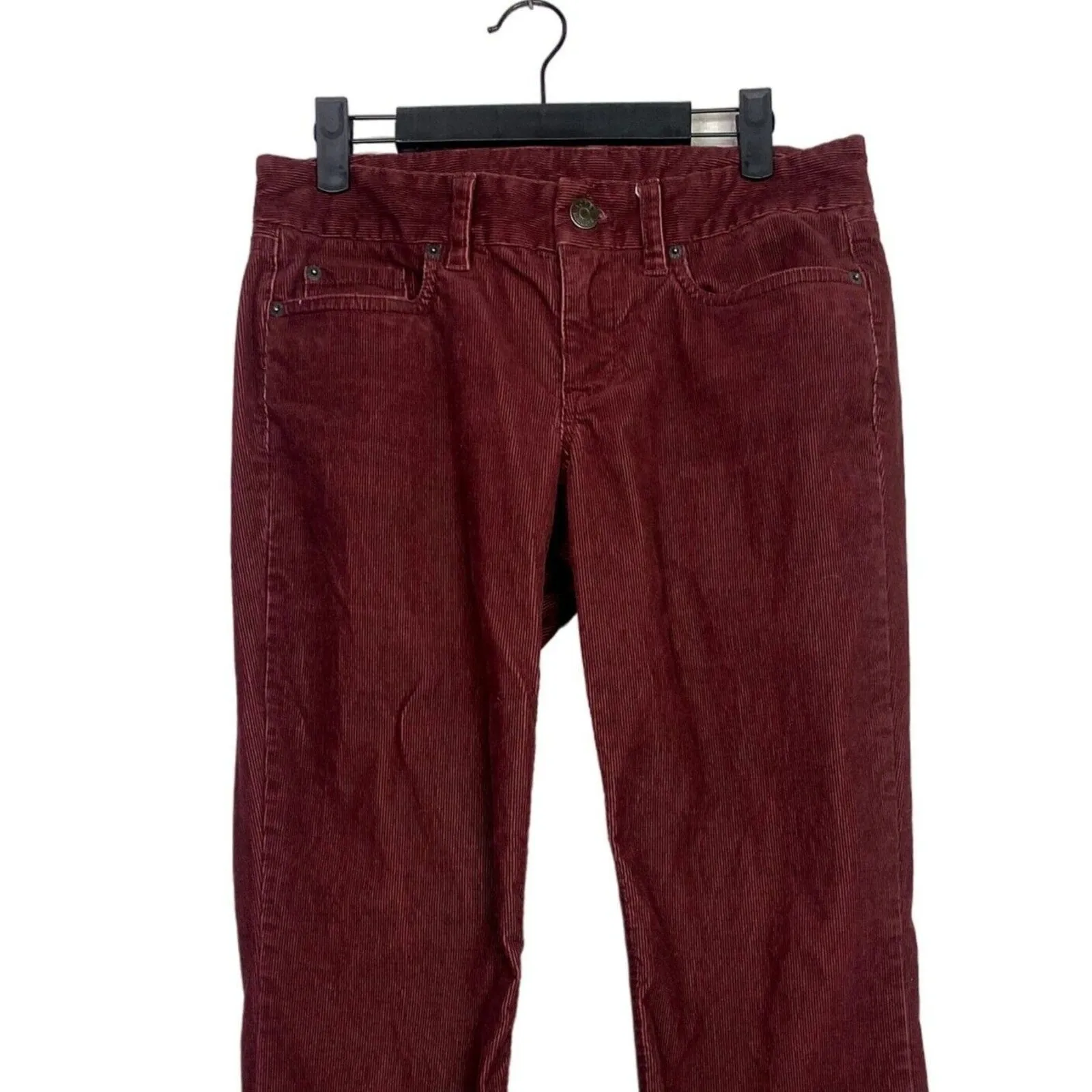 J.Crew Corduroy Vintage Retro Look Low Rise Straight Flare Pants 27 Red Rust - Image 2