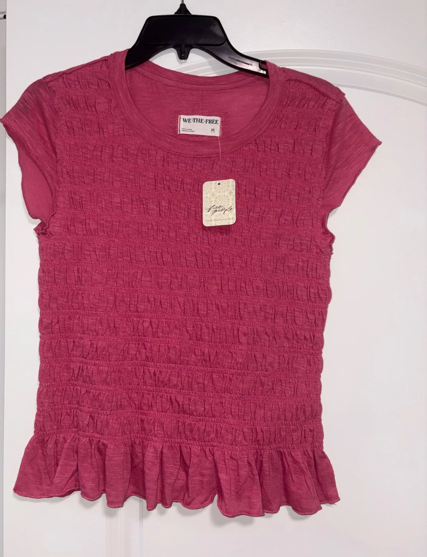 Free People Smocked Ruffle Tee Size Medium New With Tags - Image 2