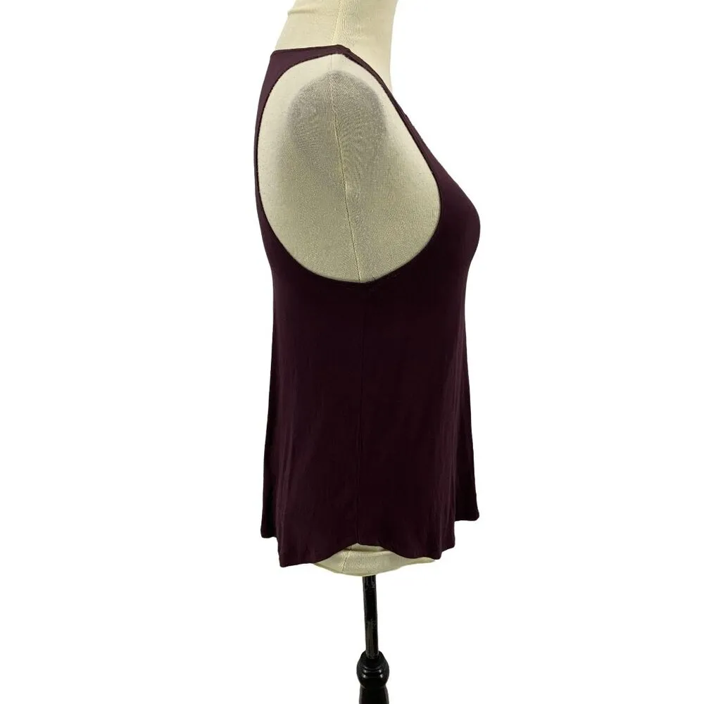 American Eagle Womens Soft & Sexy Plum Tank Embroidered Front XSmall - Image 5