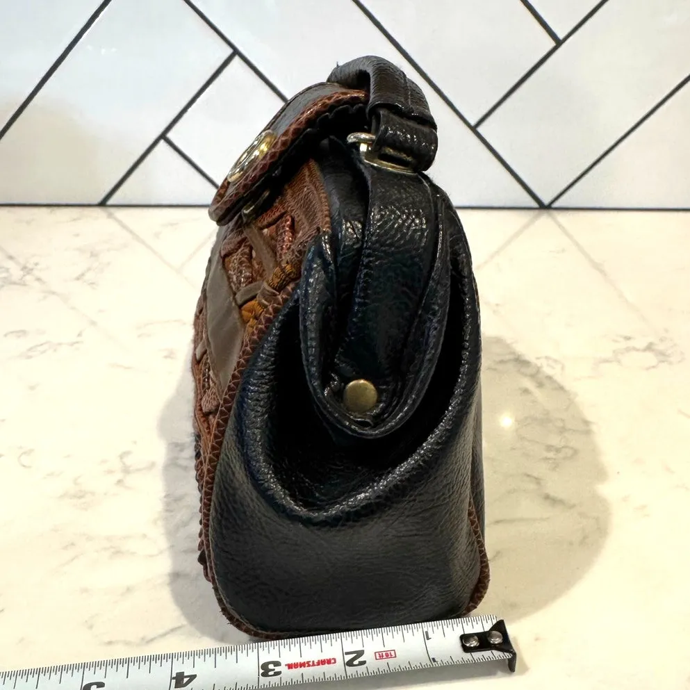 Vintage Dolce Vita By Jackson Faux Leather Handbag black Brown Reptile purse - Image 2