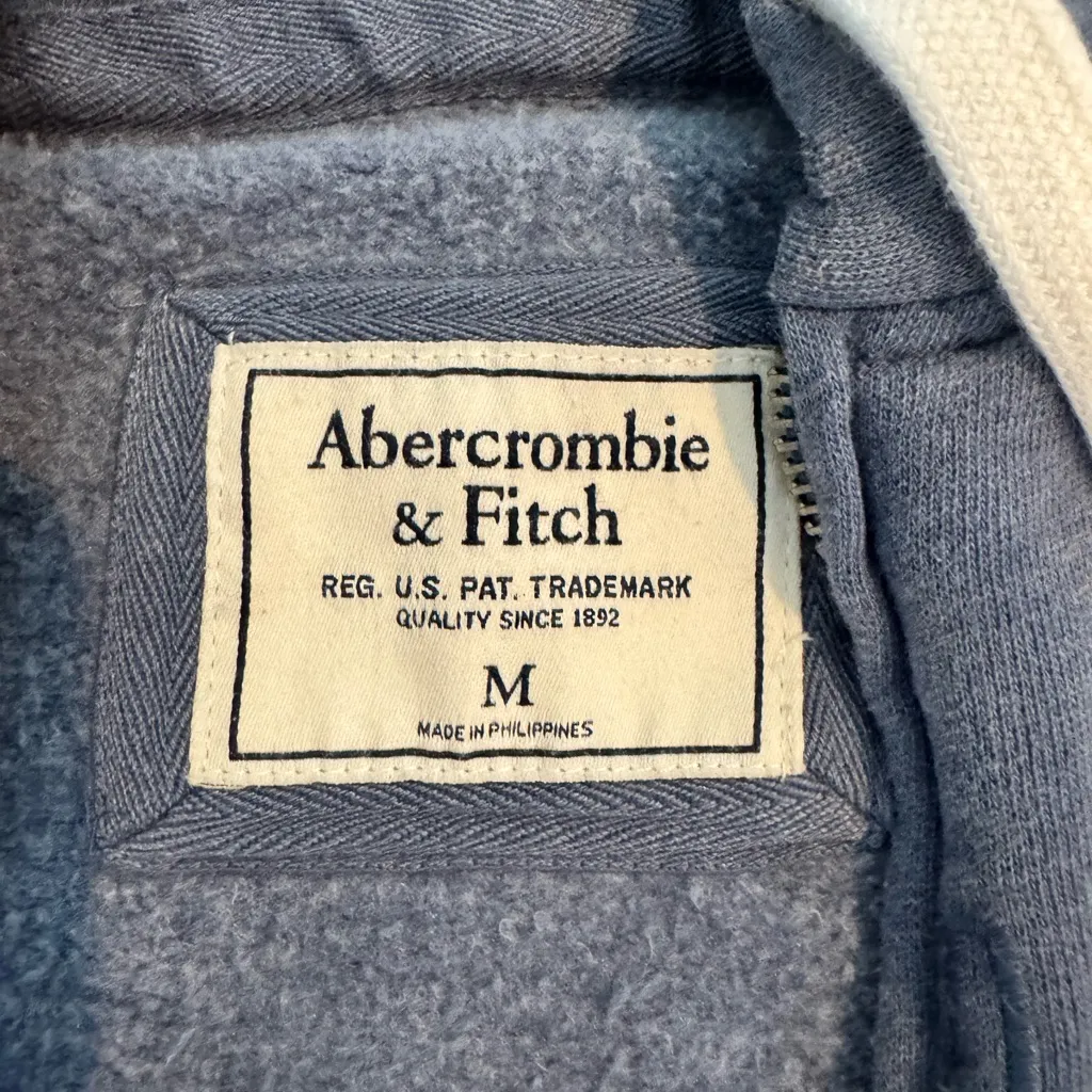 Abercrombie & Fitch Full Zip Hoodie Slate Blue M Cozy Fleece Sweatshirt - Image 3