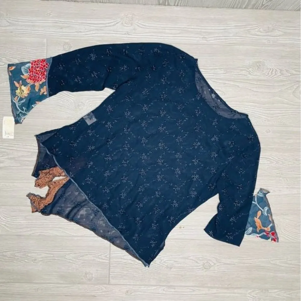 Nwt Spencer Alexis floral fairy sleeve flowy patchwork long sleeve shirt 6 - Image 3