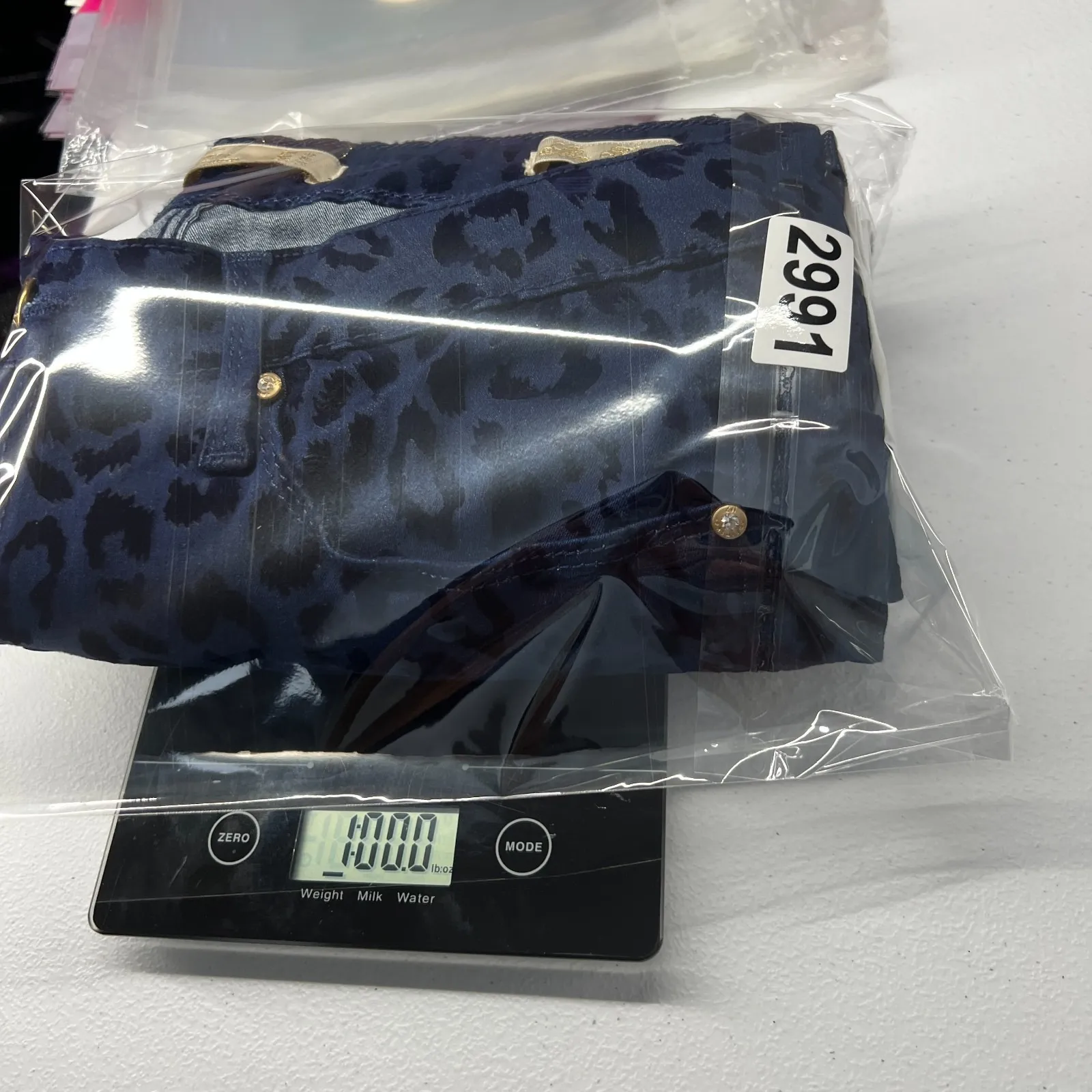 Zara Jeans Womens 8 Blue Velvet Leopard Print Cotton Stretch Mid Rise Skinny Leg - Image 16