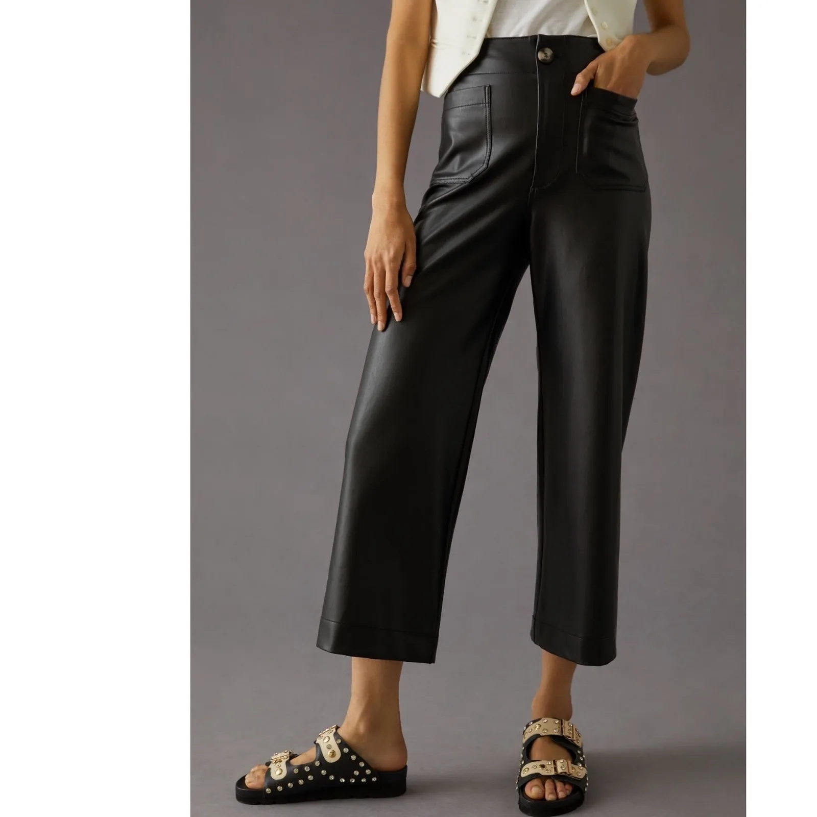 Maeve by Anthropologie The Colette Cropped Vegan Leather Pants Size 30 - Image 3