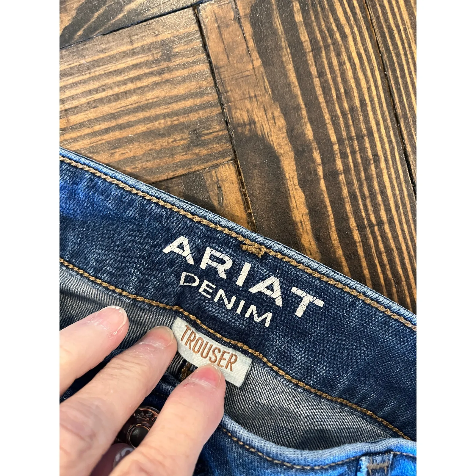 Ariat Trouser Blue Jeans Women 31 Western Cowgirl Aztec Boho Fringe Work Flaws - Image 2