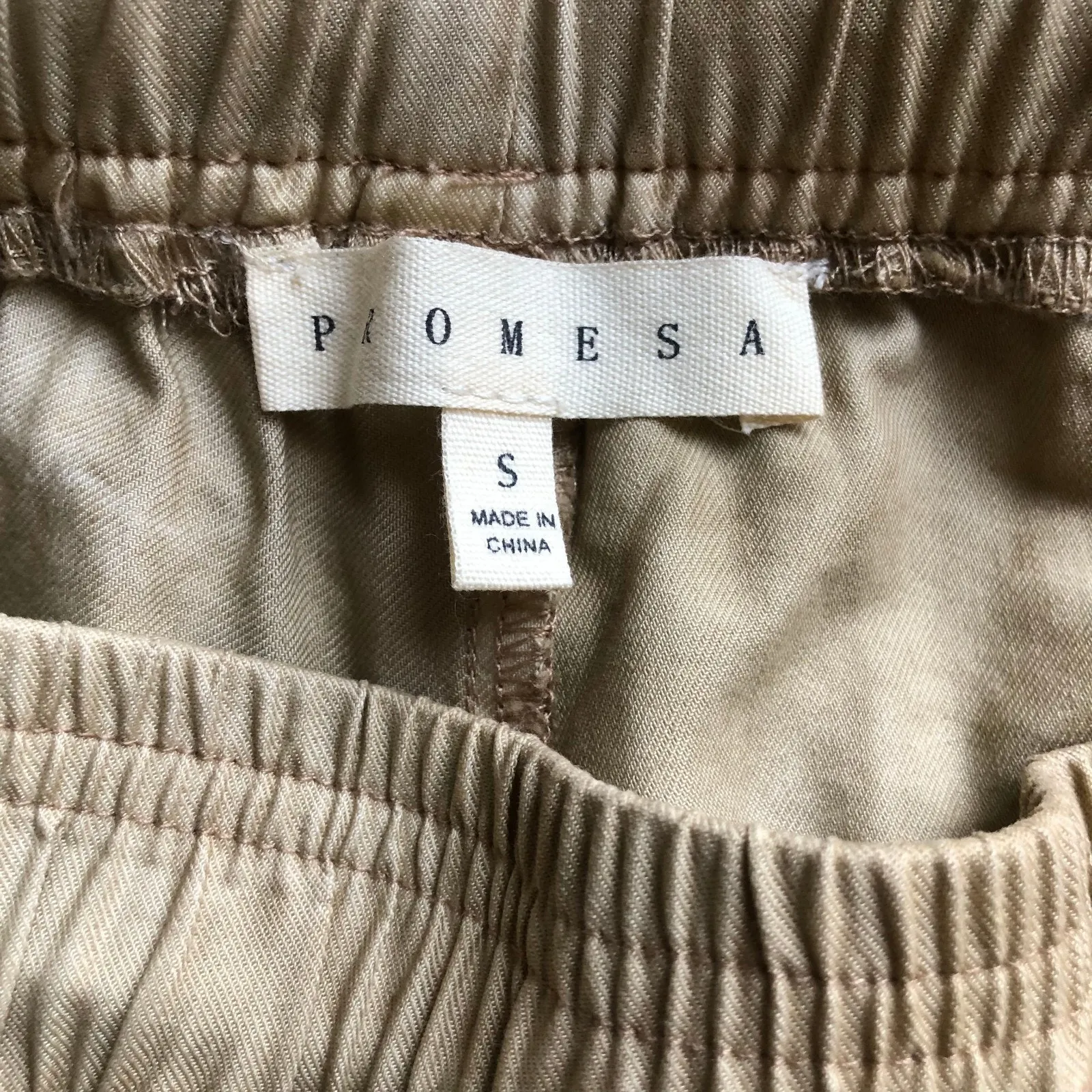 Promesa Beige White Tie Dye Cargo Jogger Pants Drawstring Women's Size Small - Image 10