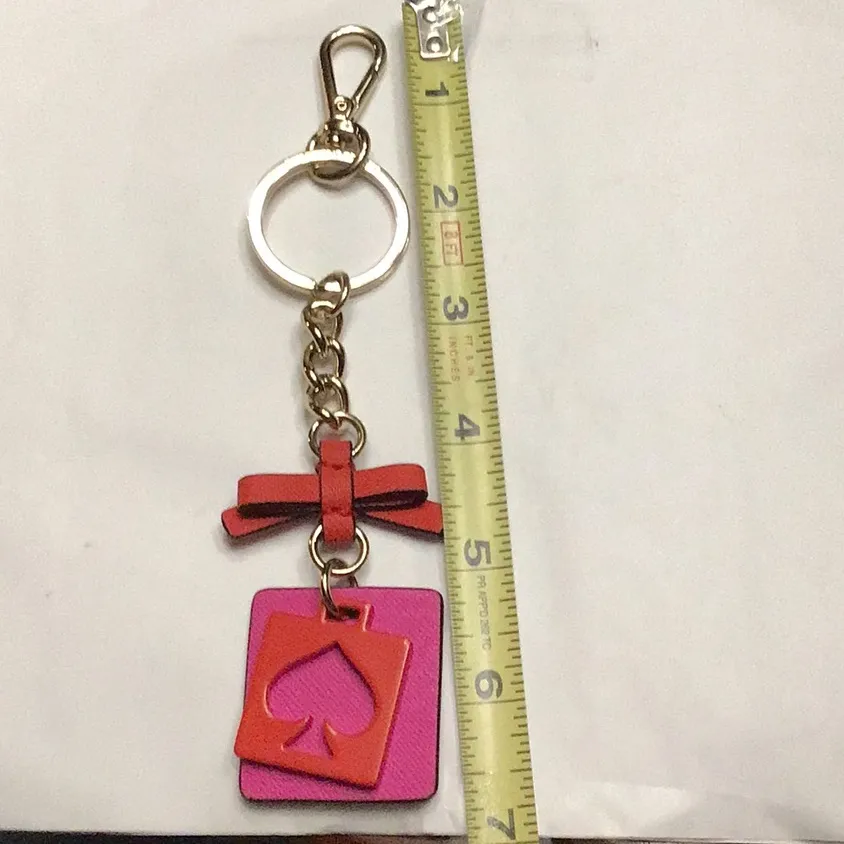 Kate♠️ Spade "Live Colorfully" Pink & Red Cut Out Leather Key Ring 6.5”H x 1.5”W - Image 10