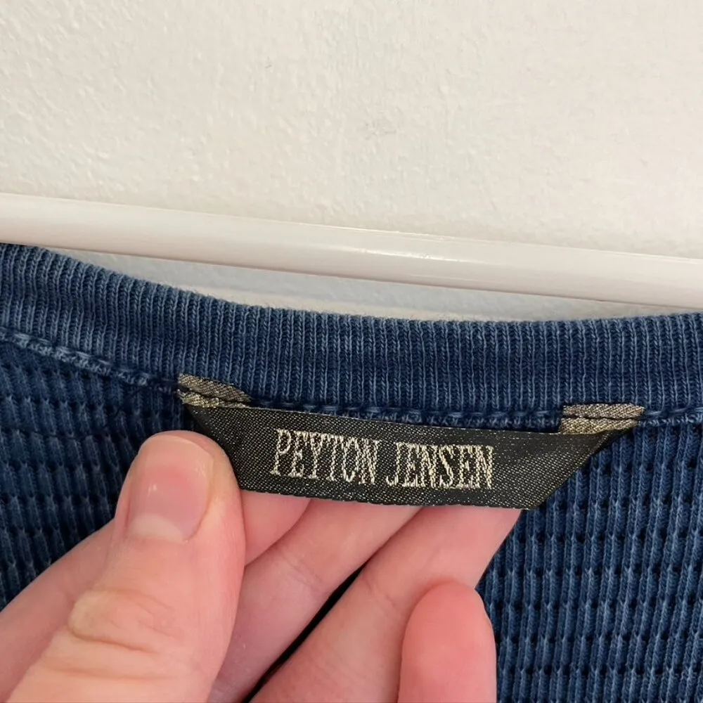 PEYTON JENSEN EVEREVE Griggs Cutout Thermal Blue Cold Shoulder Long Sleeve Top S - Image 5