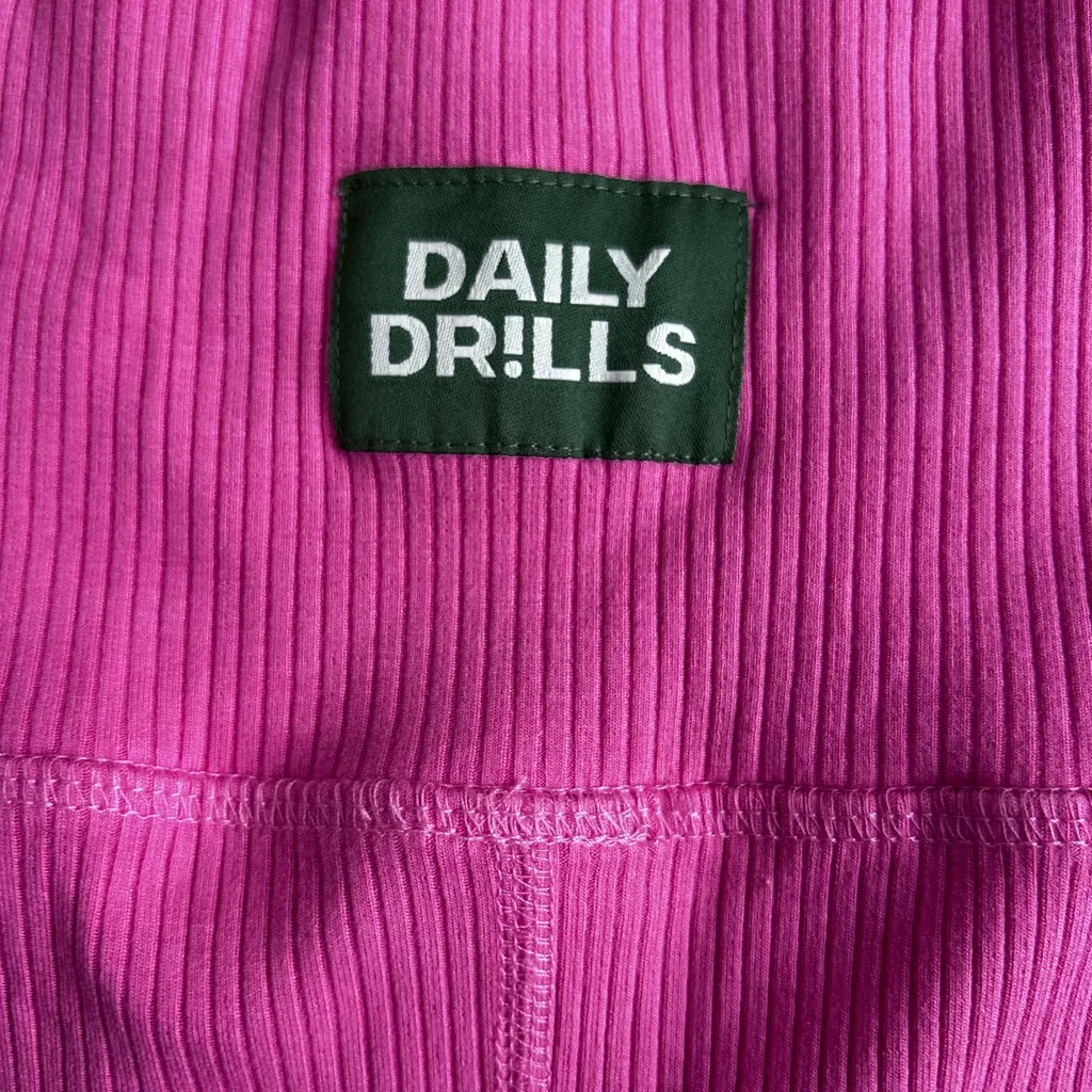 Daily Drills Pink Workout Set in Cheeks Ribbed Lawson Bra and Shorties Shorts XS - Image 3
