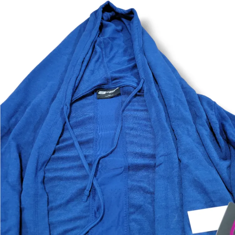 New Skechers Sweater Size Medium Skechers Drape Cardigan Hooded Open Front Blue - Image 4