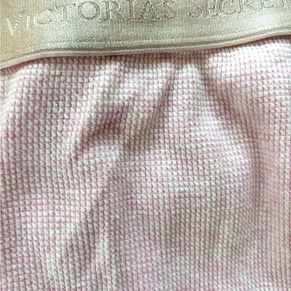 Victoria Secret 2PC Thermal Pajamas Sz M Pink Waffle Weave Summer Camping - Image 5