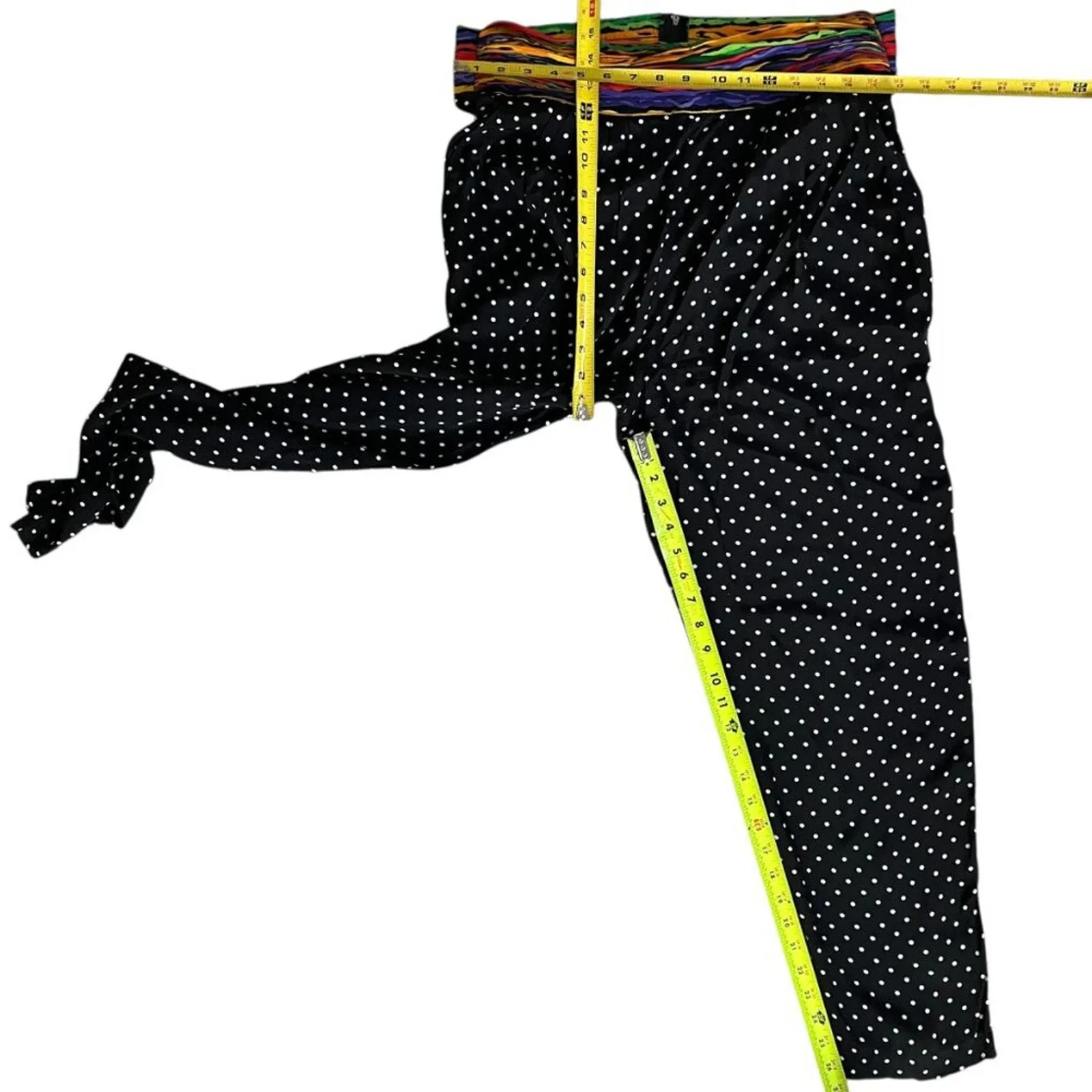 Vintage Pants Blazer Set Medium 80s Polka Dot Rainbow Art To Wear Boho USA RARE Black - Image 11