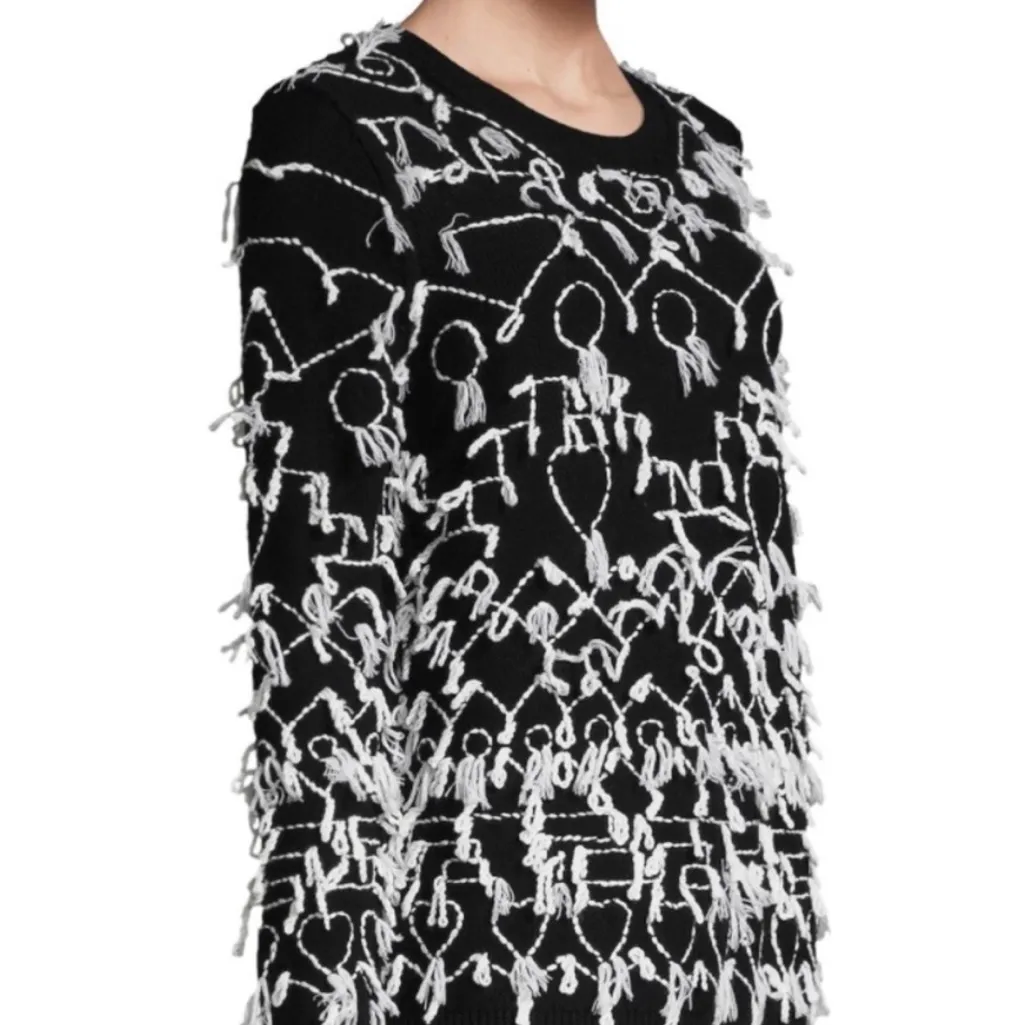 Max Mara Ruins virgin wool fringe sweater sz S - Image 3