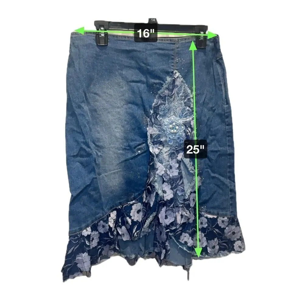 Denim Lace Fairy Skirt Blue Size M - Image 7