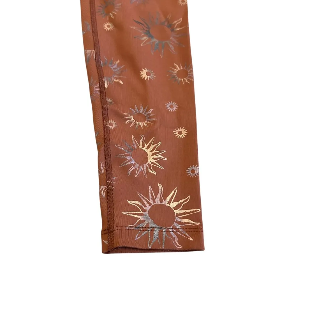 Beyond Yoga Brown Foil Sun Print Leggings Pants High Waisted Stretch Size Small - Image 4