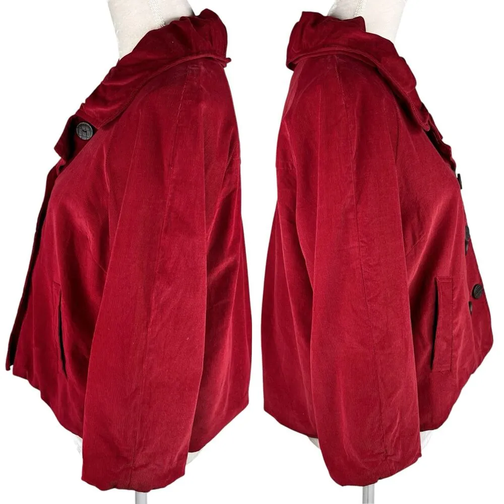 Sandro Red Corduroy Blazer Large Petite PL Y2K Career - Image 6