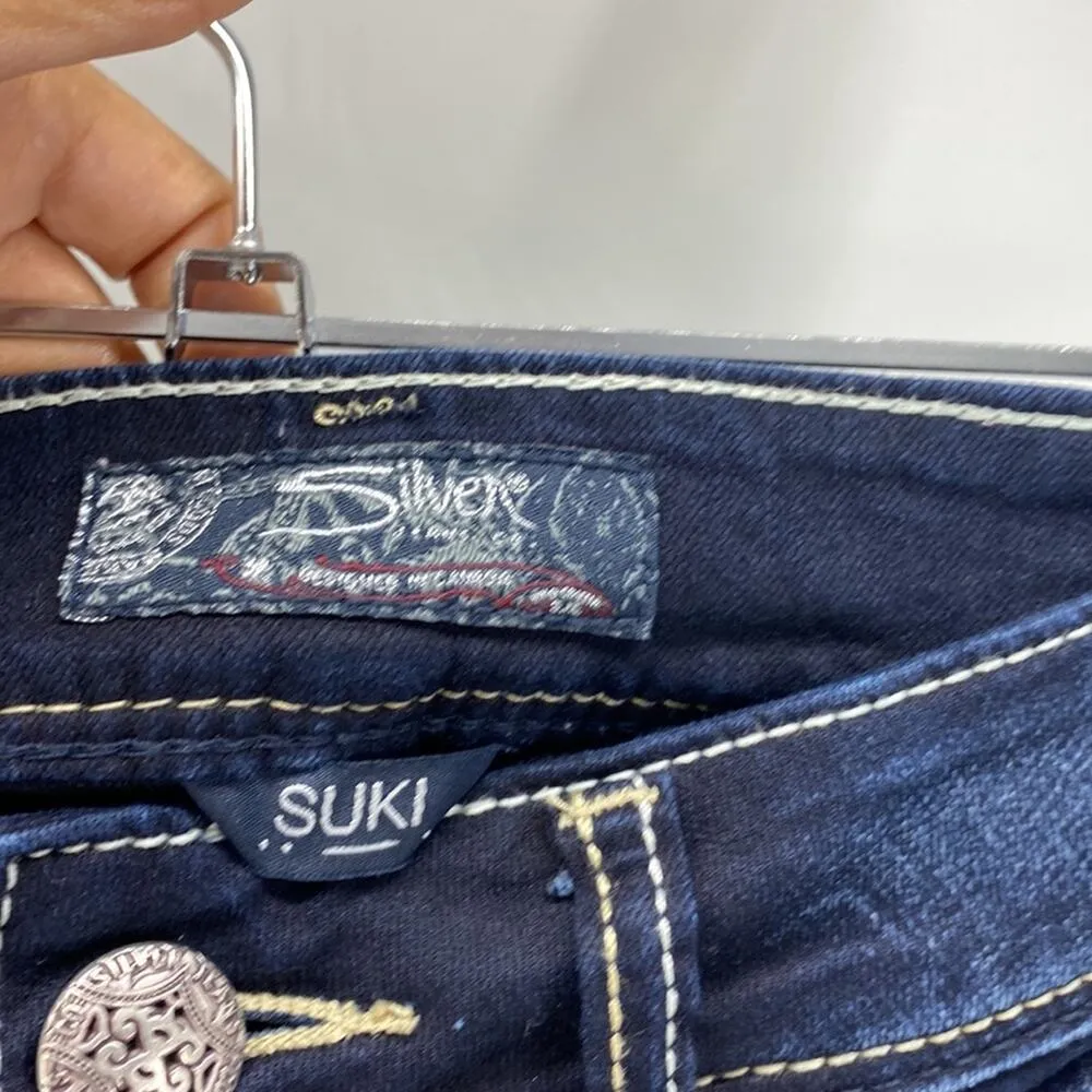 Silver jeans suki mid rise slim boot dark wash rodeo western cowgirl sz 24x31 - Image 3