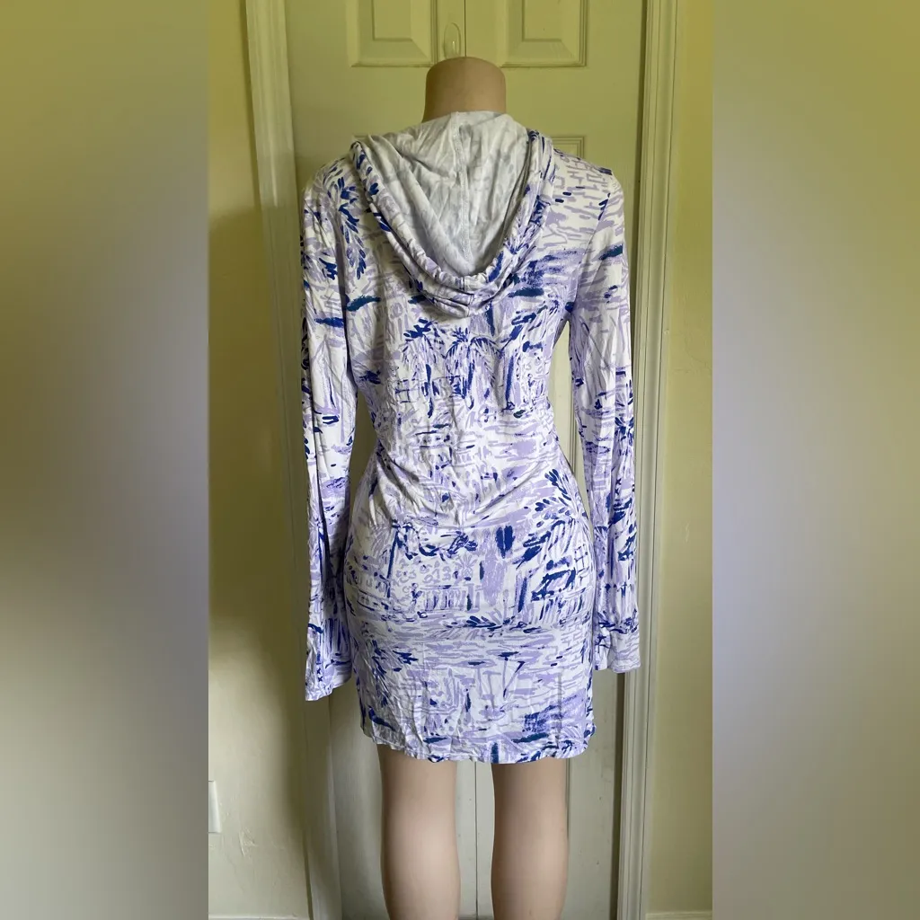 Lilly Pulitzer Purple and White Long Sleeve Dress - Image 4