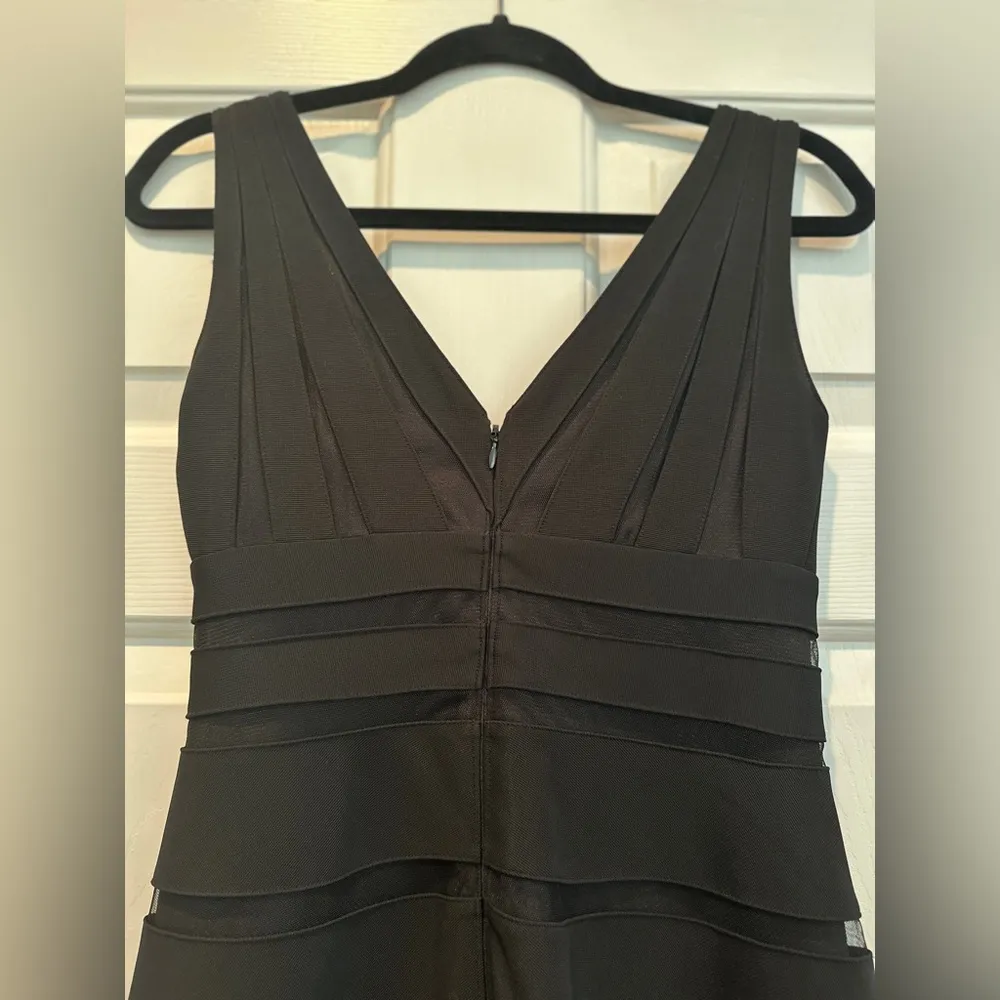 WHBM Shadow-Stripe Black A-Line Dress Size 0 - Image 9